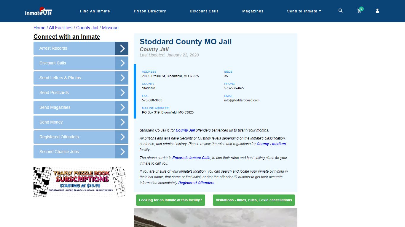 Stoddard County MO Jail - Inmate Locator - Bloomfield, MO
